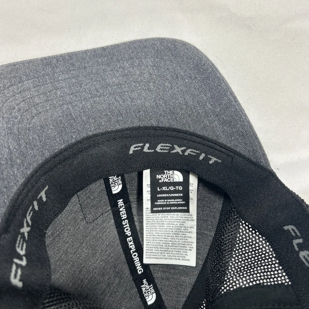 The North Face Trucker Hat Gray Black Unisex OSFM Snapback Logo Mesh Back